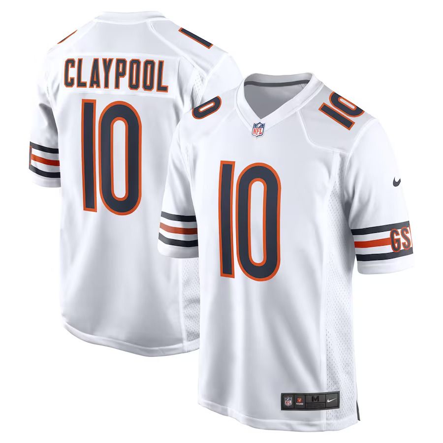Men Chicago Bears #10 Claypool Nike White Game Player NFL Jersey